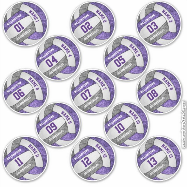 girly purple grey volleyball custom players names (Front)