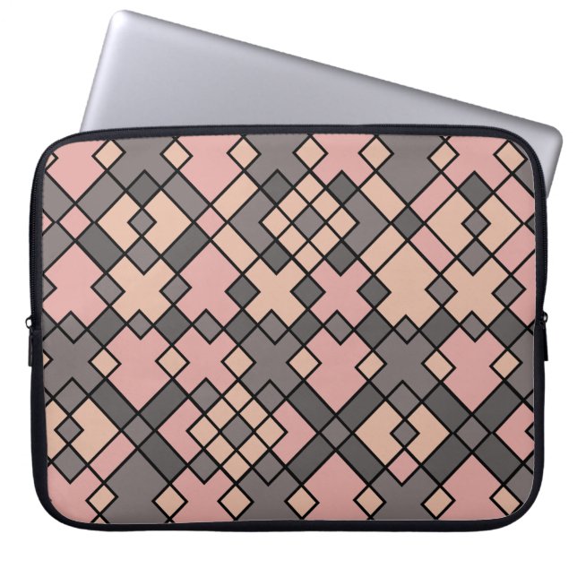 girly purple grids pattern laptop sleeve (Front)