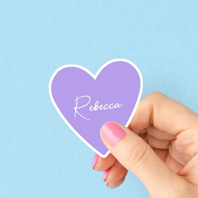 Girly Purple Heart Sticker with Name (Creator Uploaded)