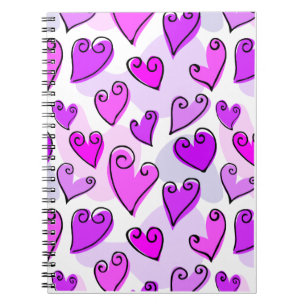Girly Purple Hearts Cute Romantic Valentines Day  Notebook