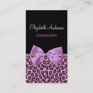 Girly Purple Jaguar Boutique Chic Lavender Bow Business Card