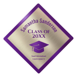 Girly Purple Metallic Gold Class of 2022 Graduation Cap Topper
