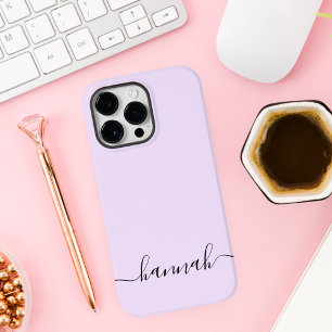 Girly Purple Monogram Modern Script Personalized Case-Mate iPhone 14 Pro Max Case