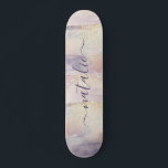 Girly purple pink glitter sparkle initial name skateboard<br><div class="desc">Girly purple pink glitter sparkle initial personalized name cornhole. Beautiful watercolor illustration,  a ideal birthday or Christmas gift. Perfect lift for your lady golfer friend or relative.</div>