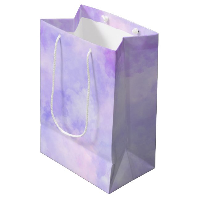 Girly Purple Pink Tie Dye Medium Gift Bag (Front Angled)