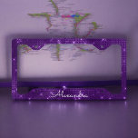 Girly Purple Shimmer and Sparkle Monogram License Plate Frame<br><div class="desc">Girly Purple Shimmer and Sparkle Monogram License Plate. This License Plate can be customized to add your name.</div>