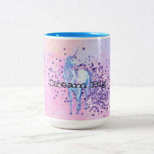 Girly Purple Sparkle Unicorn Two-Tone Coffee Mug