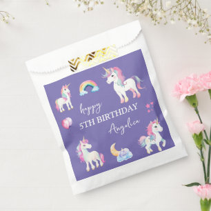 Girly Purple Unicorn Birthday Favour Bag