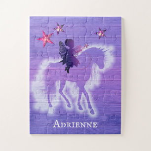 Girly Purple Unicorn Personalized Jigsaw Puzzle