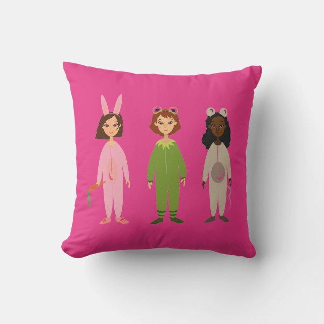 Girly pyjama party cute throw pillow (Front)