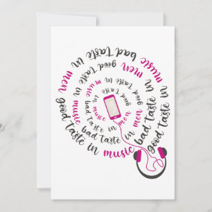 Girly quote Good taste in music bad taste in men Holiday Card