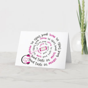 Girly quote Good taste in music bad taste in men Thank You Card