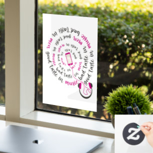 Girly quote Good taste in music bad taste in men Window Cling