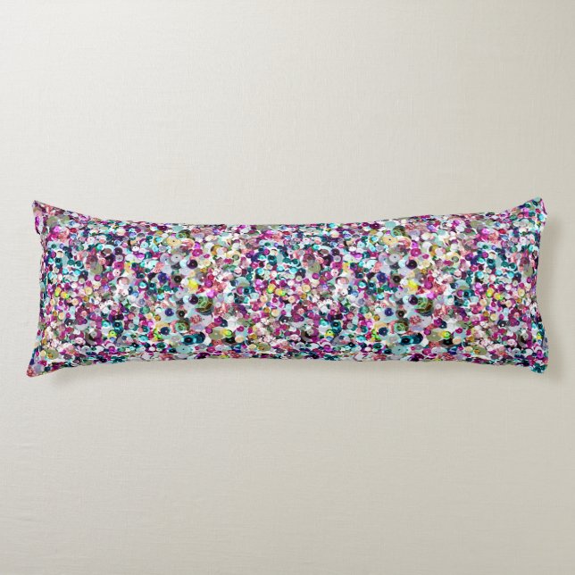Girly Rainbow Faux Sequins Bling Body Pillow (Front)
