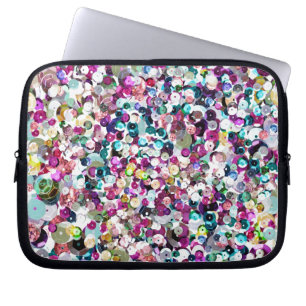 Girly Rainbow Faux Sequins Bling Laptop Sleeve