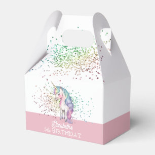 Girly Rainbow Glitter Magical Unicorn Birthday Favor Box