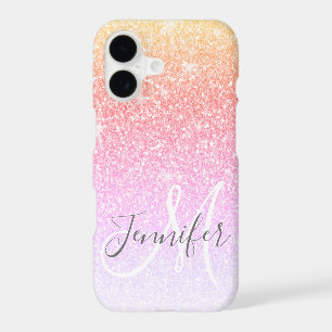 Girly Rainbow Glitter Sparkles Monogram Name