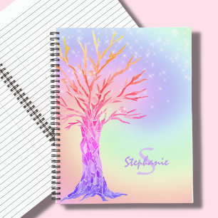 Girly Rainbow Sparkles Monogram Name  Notebook
