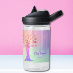Girly Rainbow Sparkles Monogram Name Water Bottle<br><div class="desc">This pretty girly water bottle is decorated with a tree and a background in rainbow colours with faux sparkling stars.
Easily customizable with a name and monogram.
Original Mosaic Tree © Michele Davies.</div>