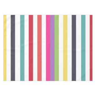 Girly Rainbow Wide Horizontal Stripes Pattern Tablecloth