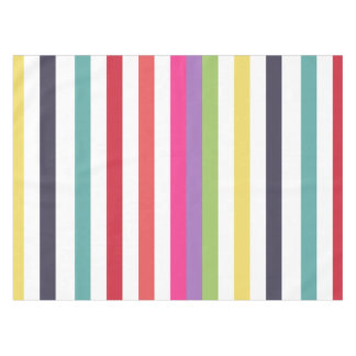 Girly Rainbow Wide Horizontal Stripes Pattern Tablecloth