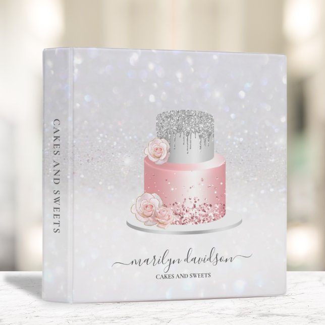 Girly Recipe Dessert Cake Sparkle Glitter Binder (Creator Uploaded)