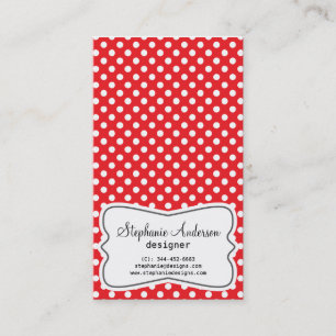 Girly Red and White Polka Dots Business Card