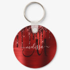 Girly Red Dripping Glitter Brush Metal Monogram