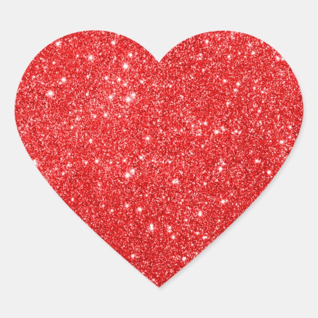 Girly Red Glitter Heart Sticker (Front)