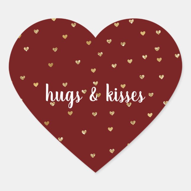 Girly Red Gold Glitter Glam Hearts Heart Sticker (Front)