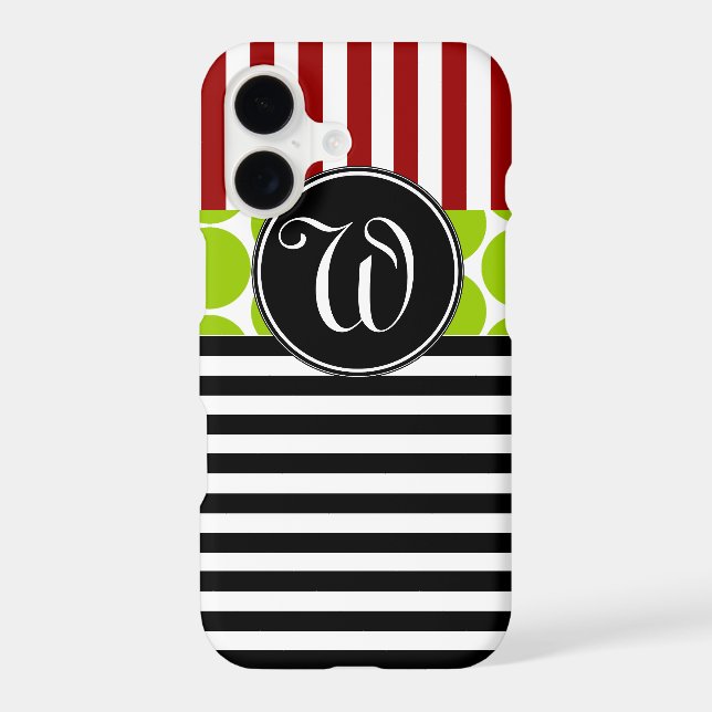 GIRLY RED GREEN BLACK STRIPES PATTERN (Back)