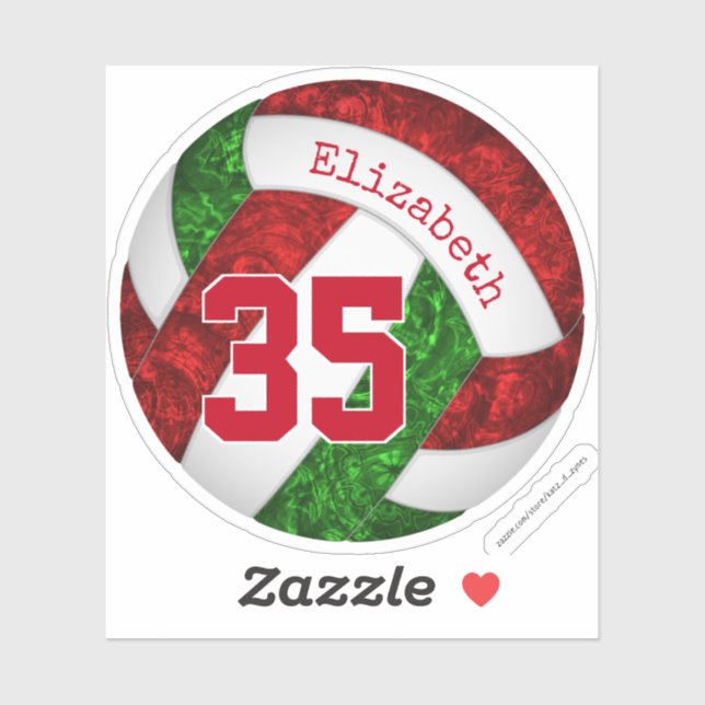 girly red green volleyball team colours (Sheet)
