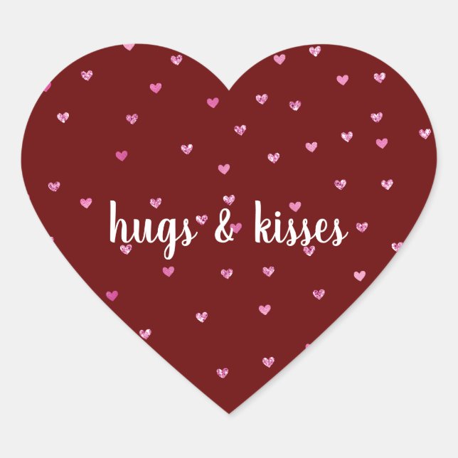 Girly Red Pink Glitter Glam Hearts Heart Sticker (Front)