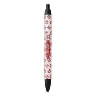 girly red white personalized volleyball black ink pen