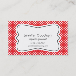 Girly Red White Polka Dots Business Card