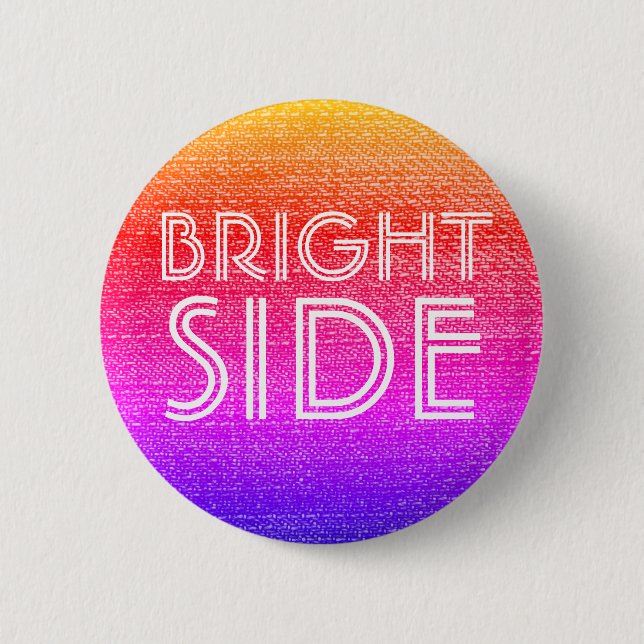 Girly Retro Rainbow Bright Side Happy  2 Inch Round Button (Front)
