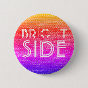 Girly Retro Rainbow Bright Side Happy  2 Inch Round Button