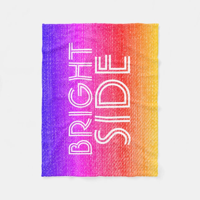 Girly Retro Rainbow Bright Side Happy  Fleece Blanket (Front)