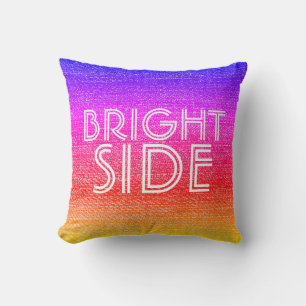 Girly Retro Rainbow Bright Side Happy Throw Pillow