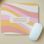Girly Retro Vintage Wave Abstract Trendy Feminine Mouse Pad<br><div class="desc">Girly Retro Vintage Wave Personalized Name Mousepads Mouse Pads features a retro wave in shades of pink,  orange and white with an overlay of your personalized name. Perfect gift for her for Christmas,  birthday,  holidays,  school,  work,  college and more. Designed by © Evco Studio www.zazzle.com/store/evcostudio</div>