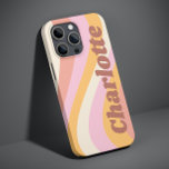 Girly Retro Vintage Wave Personalized Name Case-Mate iPhone 14 Case<br><div class="desc">Girly Retro Vintage Wave Personalized Name iPhone Smart Phone Cases features a retro wave in shades of pink, orange and white with your personalized name in elegant trendy modern script accented. Personalize by editing the text in the text box provided. Perfect for birthday, Christmas, Mother's Day, baby showers, bridal showers,...</div>