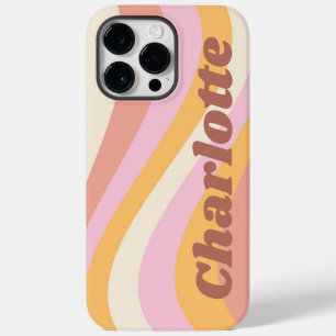 Girly Retro Vintage Wave Personalized Name Case-Mate iPhone 14 Pro Max Case