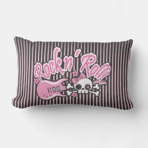Girly Rock n' Roll Skull Lumbar Pillow