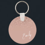 Girly Rose Gold Blush Pink Glitter Monogram Keycha Keychain<br><div class="desc">Rose Gold - Blush Pink Sparkle Glitter Script Monogram Name Keychains (Key Chain). This makes the perfect sweet 16 birthday,  wedding,  bridal shower,  anniversary,  baby shower or bachelorette party gift for someone that loves glam luxury and chic styles.</div>
