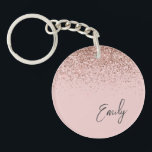Girly Rose Gold Blush Pink Glitter Monogram Keychain<br><div class="desc">Girly Rose Gold - Blush Pink Sparkle Glitter Script Monogram Name Keychain. This makes the perfect sweet 16 birthday,  wedding,  bridal shower,  anniversary,  baby shower or bachelorette party gift for someone that loves glam luxury and chic styles.</div>