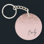 Girly Rose Gold Blush Pink Glitter Monogram Keychain<br><div class="desc">Girly Rose Gold - Blush Pink Sparkle Glitter Script Monogram Name Keychain. This makes the perfect sweet 16 birthday,  wedding,  bridal shower,  anniversary,  baby shower or bachelorette party gift for someone that loves glam luxury and chic styles.</div>