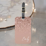 Girly Rose Gold Blush Pink Glitter Monogram Luggage Tag<br><div class="desc">Girly Rose Gold - Blush Pink Sparkle Glitter Monogram Name Luggage Bag Tag. This makes the perfect sweet 16 birthday,  wedding,  bridal shower,  baby shower or bachelorette party gift for someone travelling in style.</div>