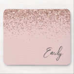 Girly Rose Gold - Blush Pink Glitter Monogram Mouse Pad<br><div class="desc">Rose Gold - Blush Pink Sparkle Glitter Brushed Metal Monogram Name and Initial Mousepad (mouse pad). This makes the perfect sweet 16 birthday,  wedding,  bridal shower,  anniversary,  baby shower or bachelorette party gift for someone that loves glam luxury and chic styles.</div>