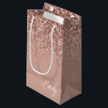 Girly Rose Gold Blush Pink Glitter Monogram Small Gift Bag<br><div class="desc">Girly Rose Gold - Blush Pink Glitter Script Monogram Name Gift Bag. This makes the perfect sweet 16 birthday,  wedding,  bridal shower,  anniversary,  baby shower or bachelorette party gift bag for someone that loves glam luxury and chic styles.</div>