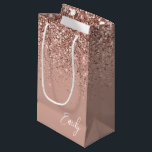 Girly Rose Gold Blush Pink Glitter Monogram Small Gift Bag<br><div class="desc">Girly Rose Gold - Blush Pink Glitter Script Monogram Name Gift Bag. This makes the perfect sweet 16 birthday,  wedding,  bridal shower,  anniversary,  baby shower or bachelorette party gift bag for someone that loves glam luxury and chic styles.</div>
